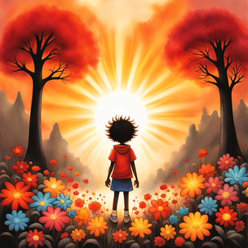 Cheerful Cartoon Sun Radiating Warmth and Light