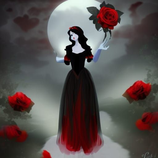 Gothic Princess with Crimson Sunset and Roses