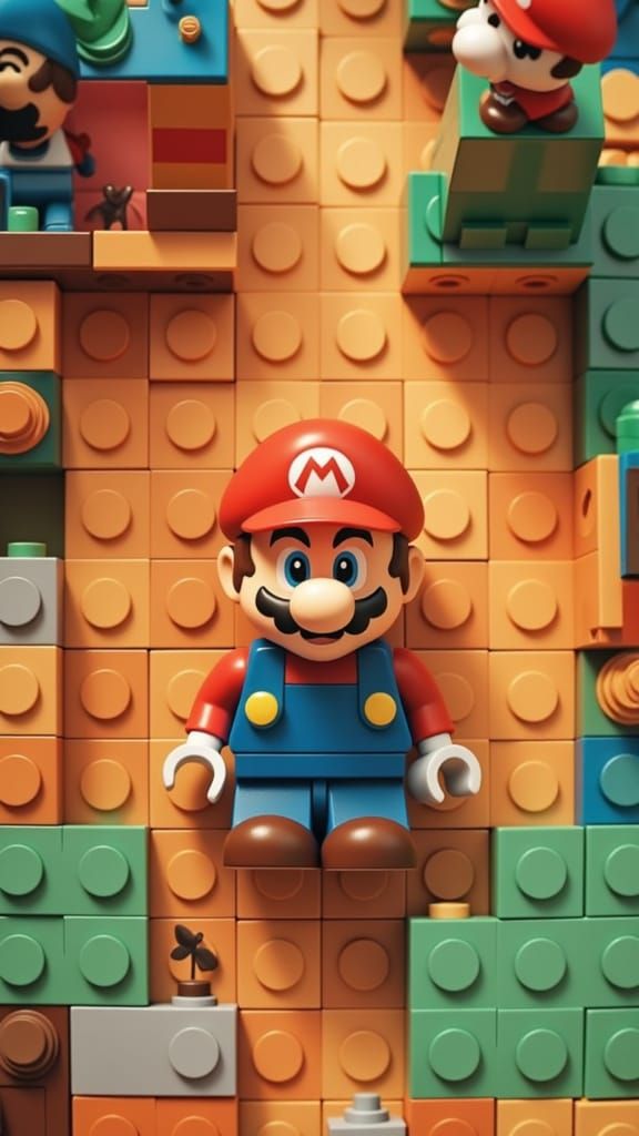 Super Mario LEGO Diorama in Cinematic Style