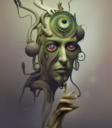 Stoned God Portrait in Grotesque Digital Art