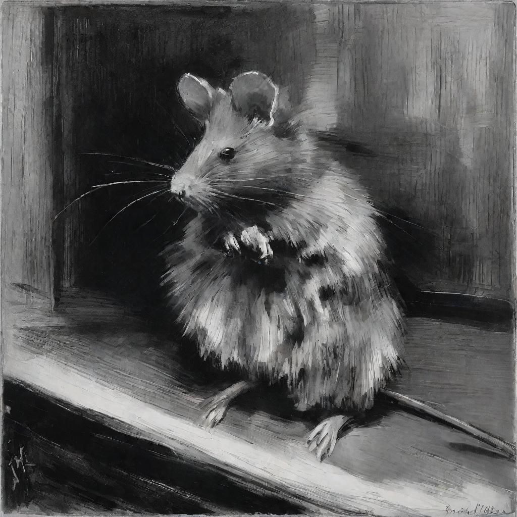 Mouse Portrait on Rainy Day in Classical Style