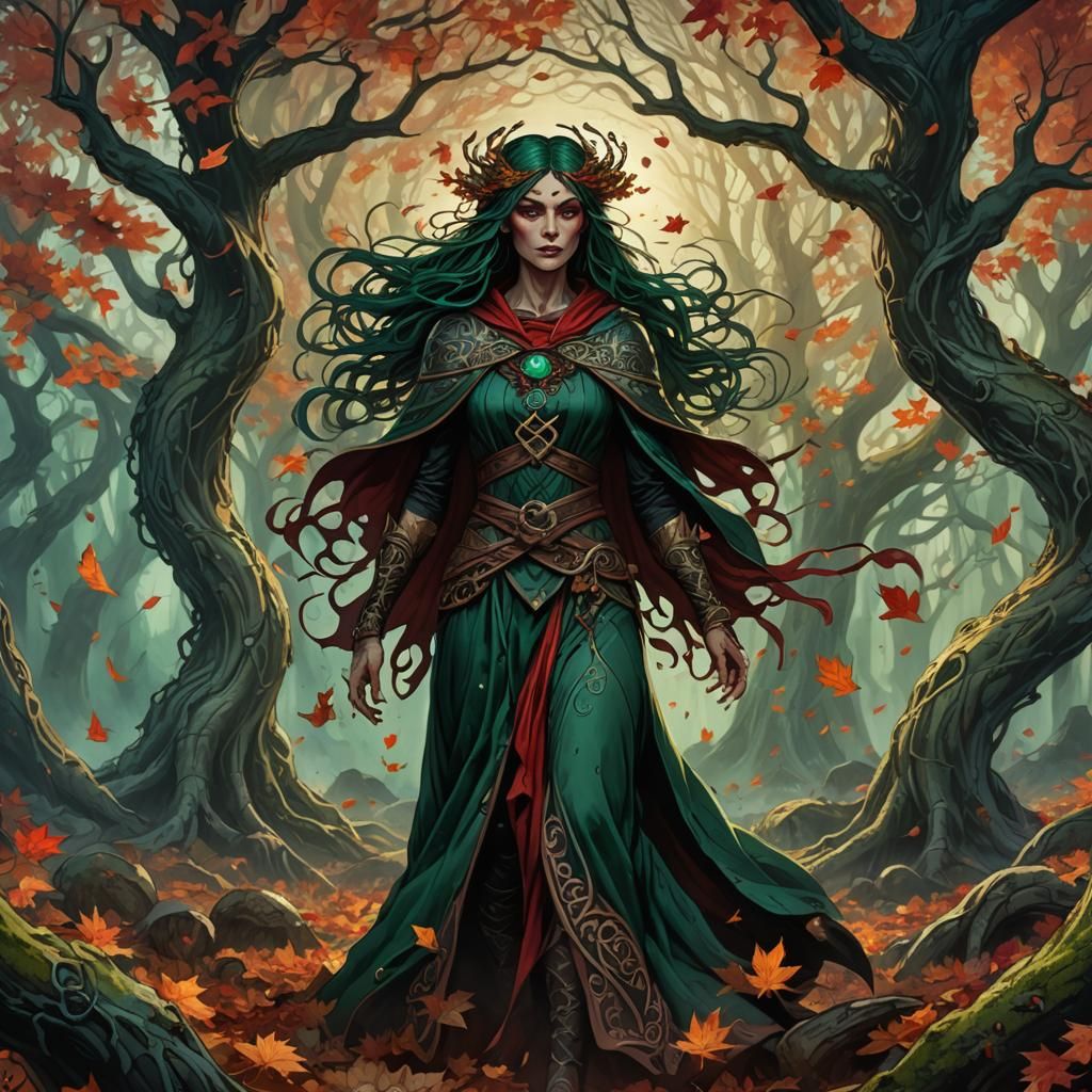 Morrigan in Autumnal Celtic Fantasy Art