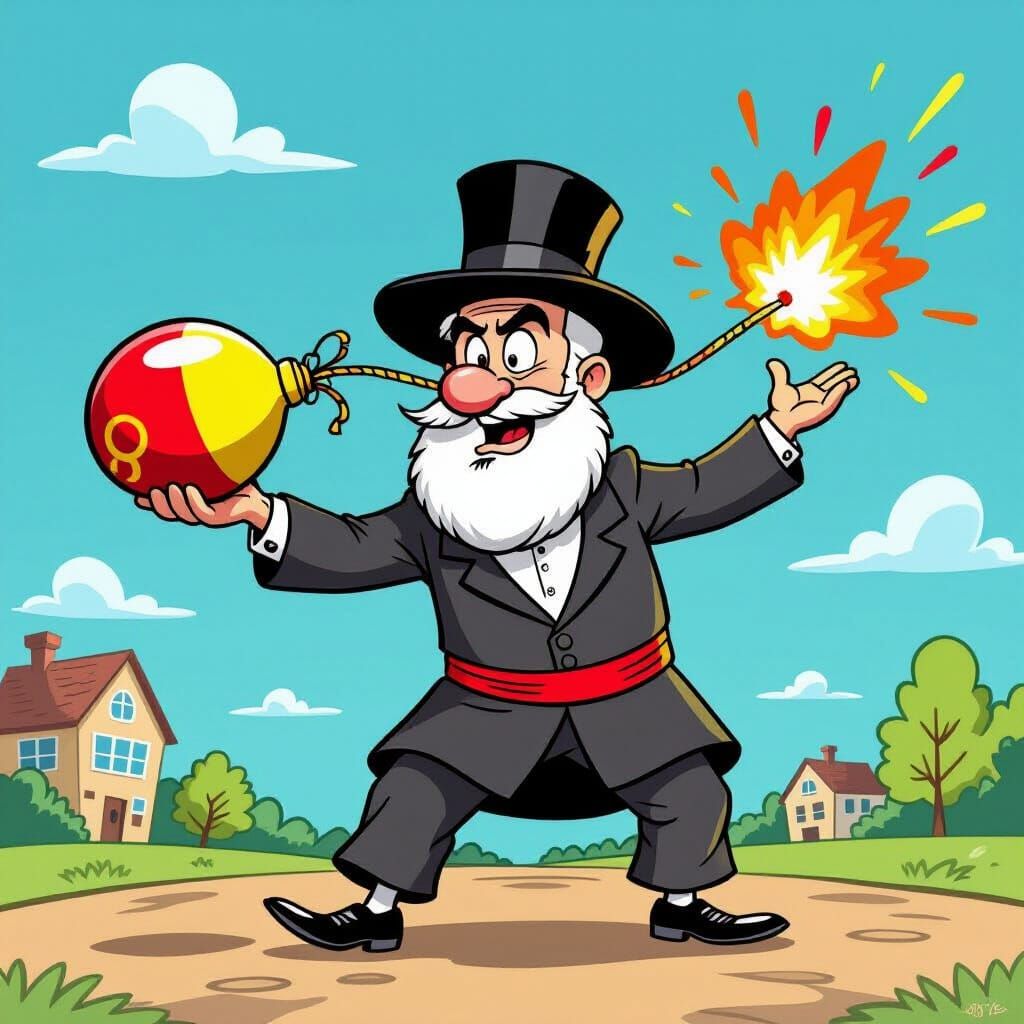 Orthodox Jewish Man Tosses Cartoon Bomb in Comical Style