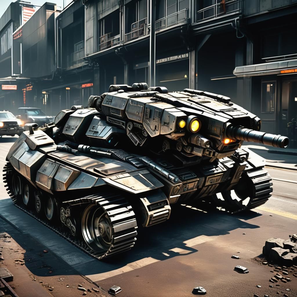 Futuristic Millipede Tank in Cyberpunk Style