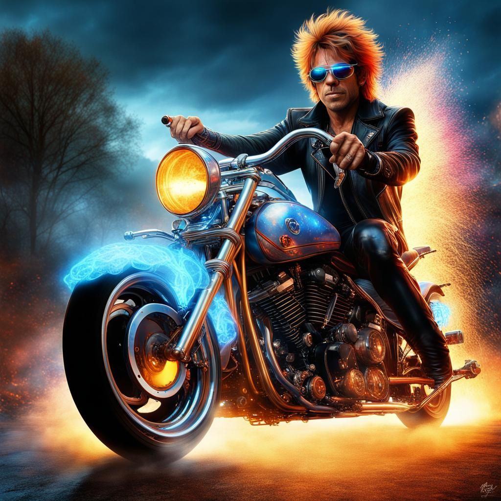 Bon Jovi Ghost Rider Steampunk Fusion Art