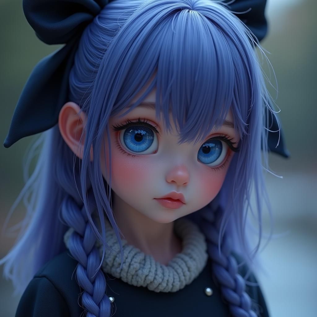 Enchanting Girl with Midnight Blue Eyes, Matte Painting