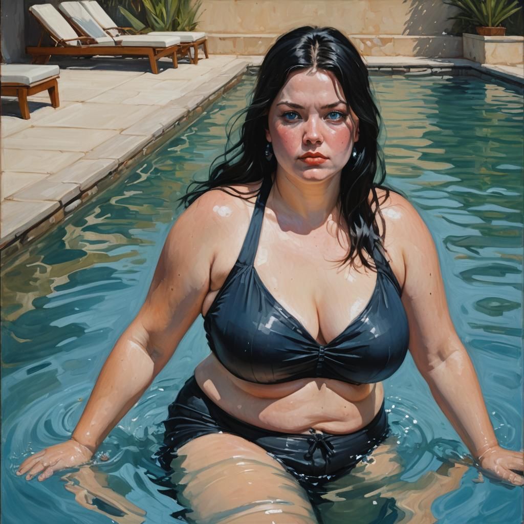 Plus-Size Woman Portrait in Oil Painting Style