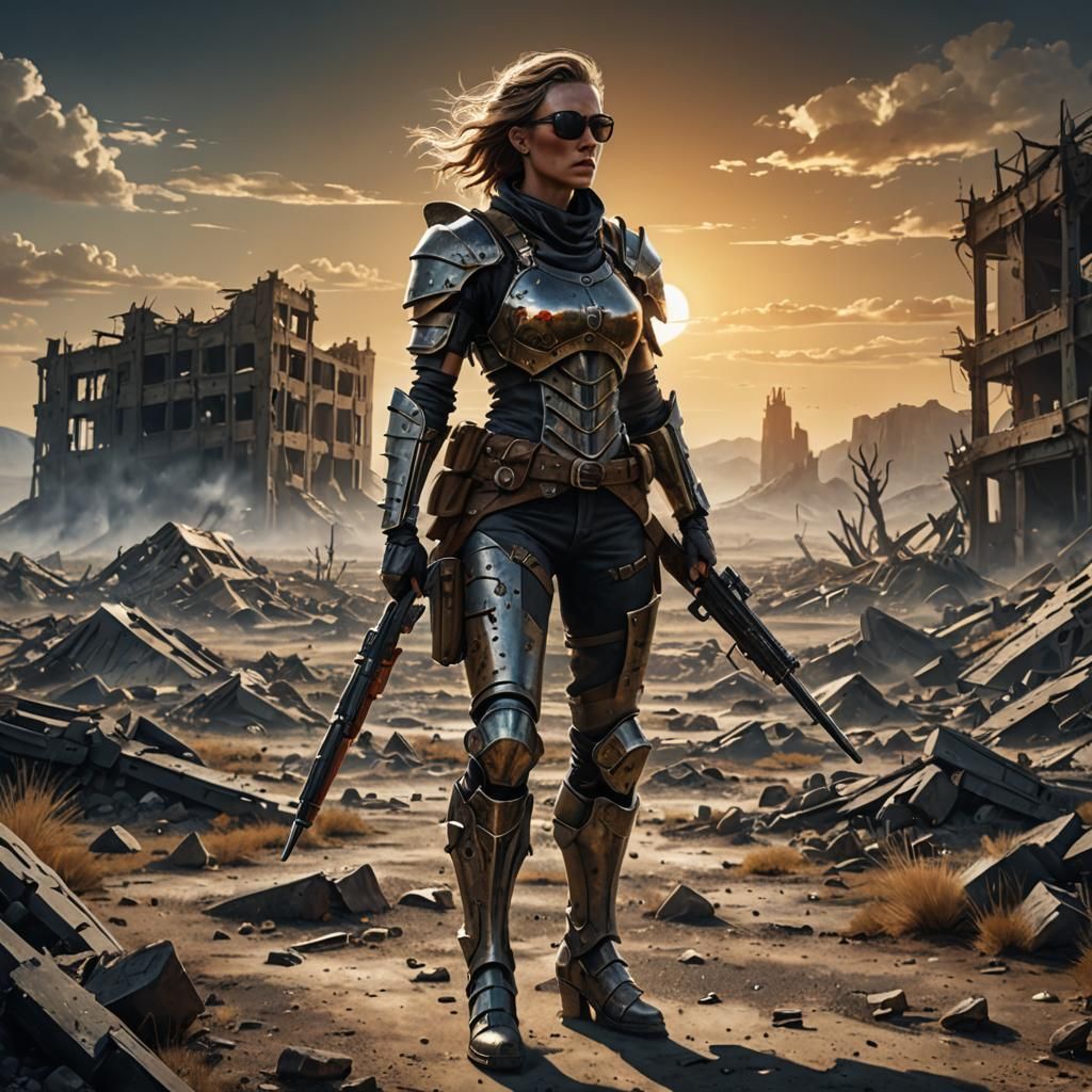 Last Survivor in Apocalyptic Landscape