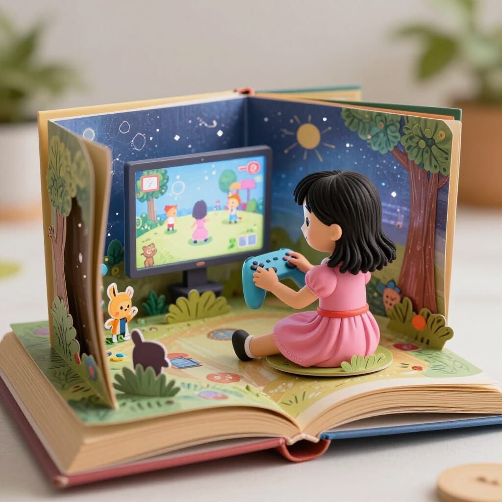 Little Yazzy loves to play her video game.