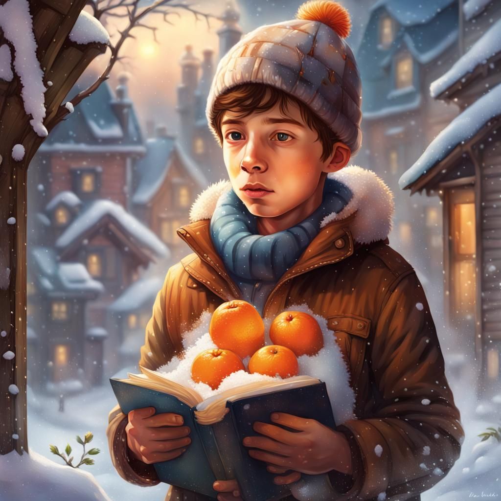 Boy in Winter Snow: Hyperrealistic Book Cover