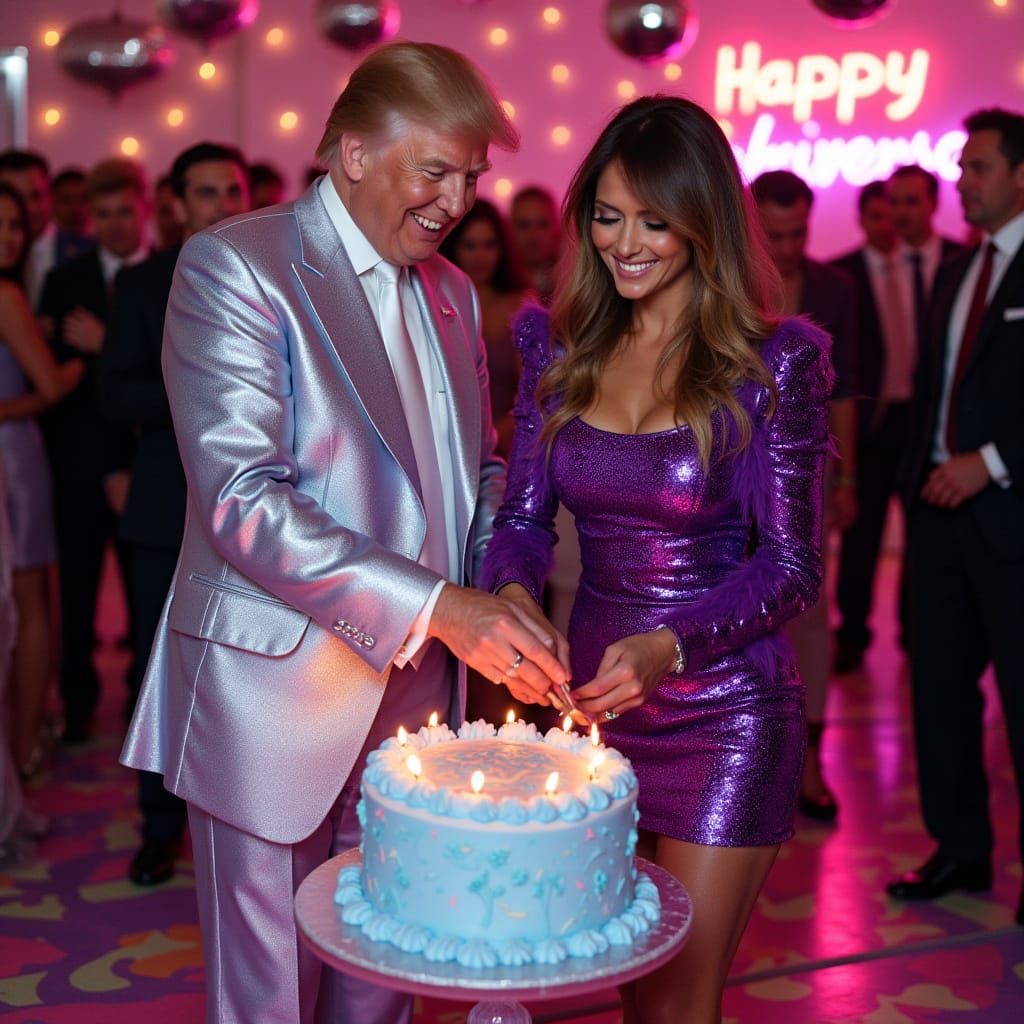 Trump and Melania Anniversary Disco Party, Pop Art Style