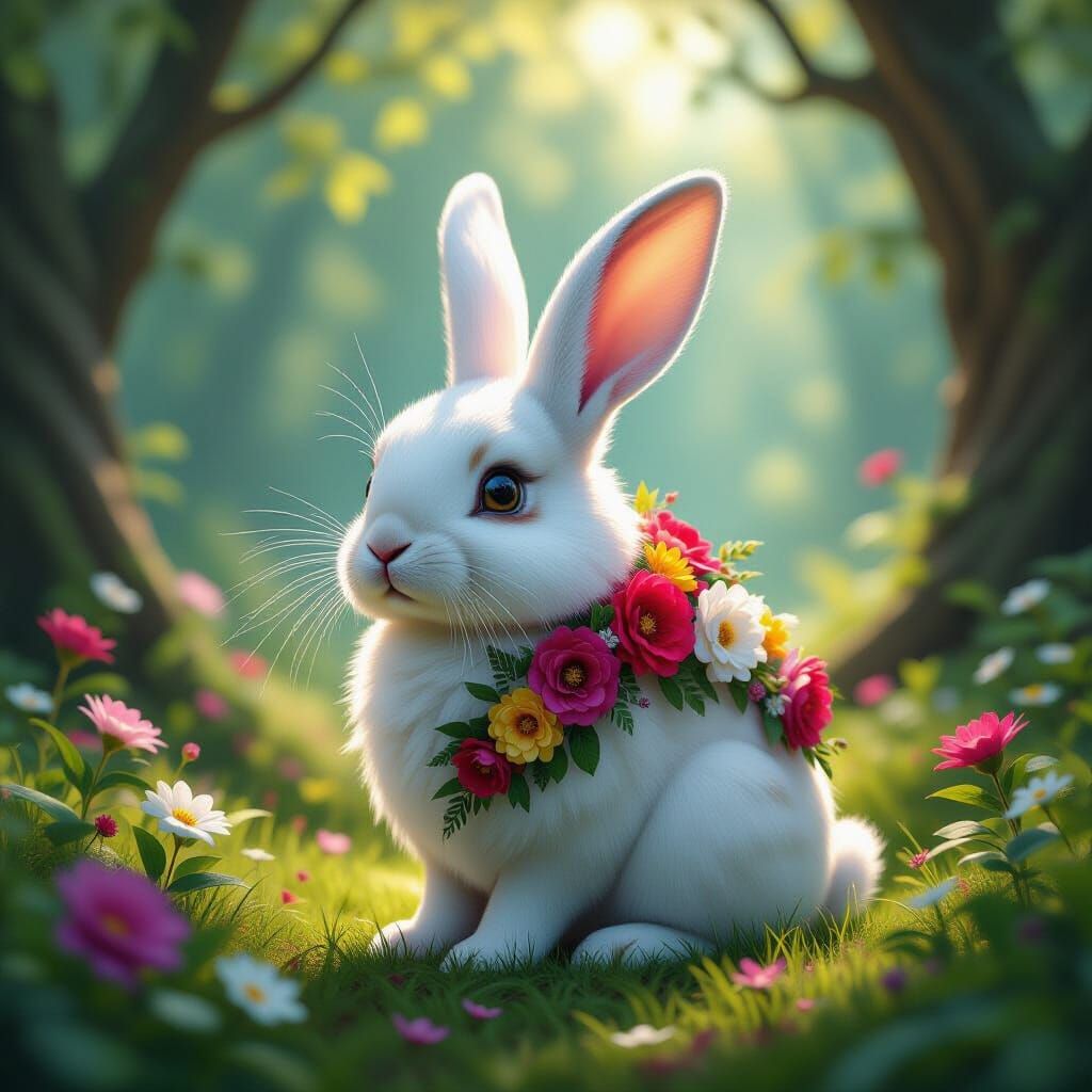 Pretty floral rabbit