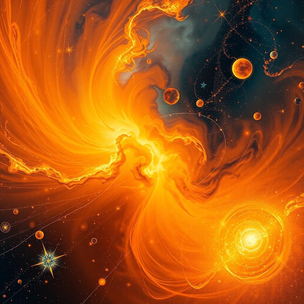 A beautiful illusion of all ideas in cosmos manner with oran...