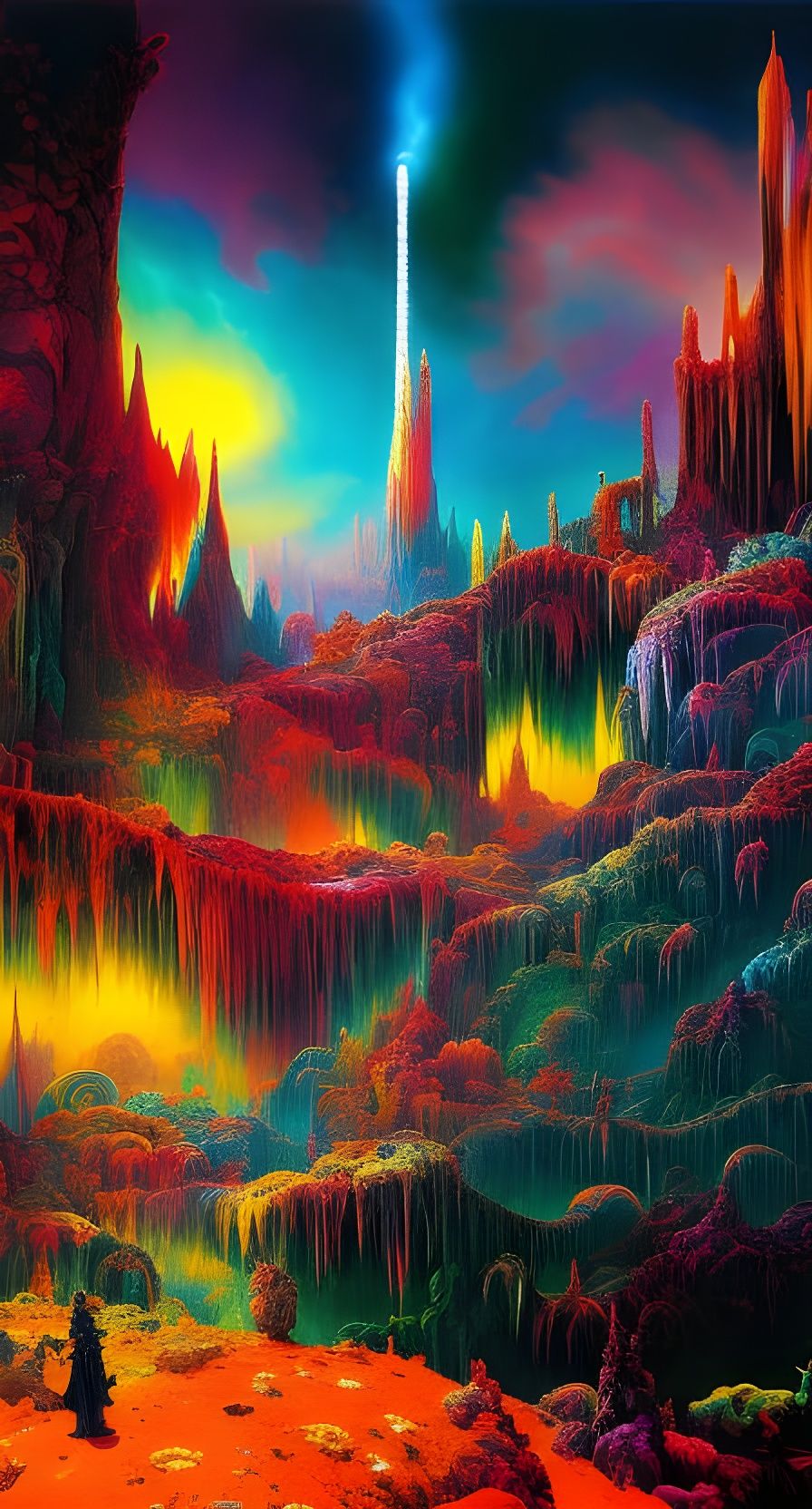 Psychedelic Funhouse with Dripping Cosmic Stalactites