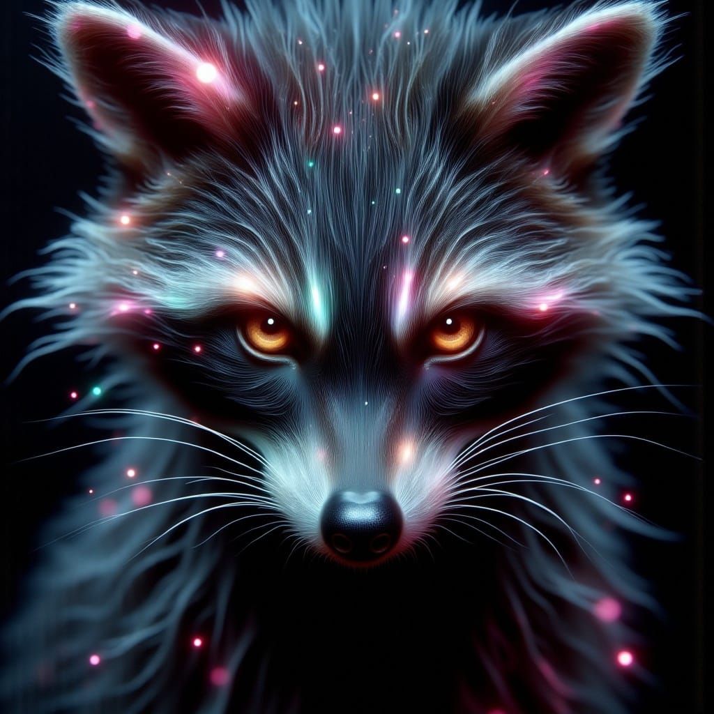 Raccoon with Prism Veins in Spectral Echo