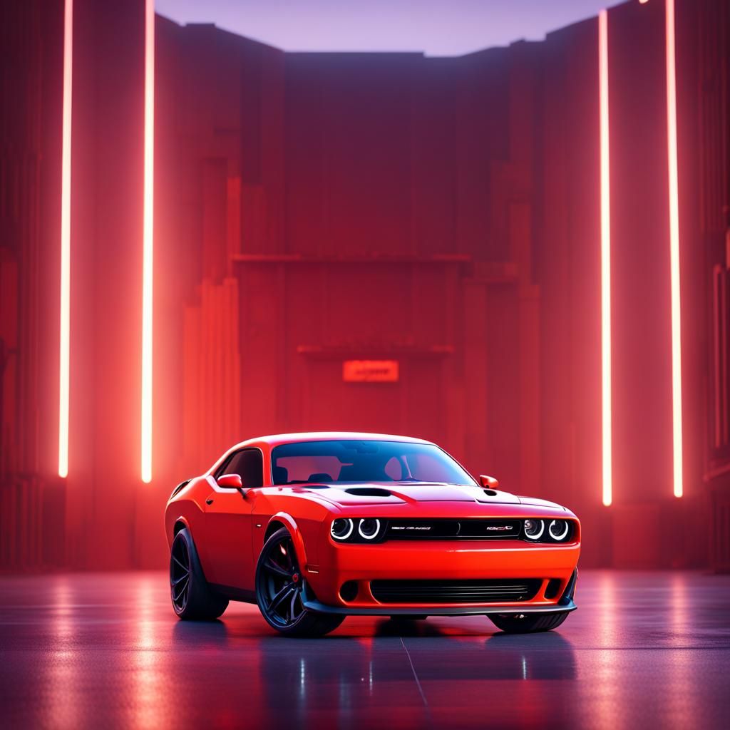 Custom Dodge Challenger Demon: Pixar-Style 3D Art