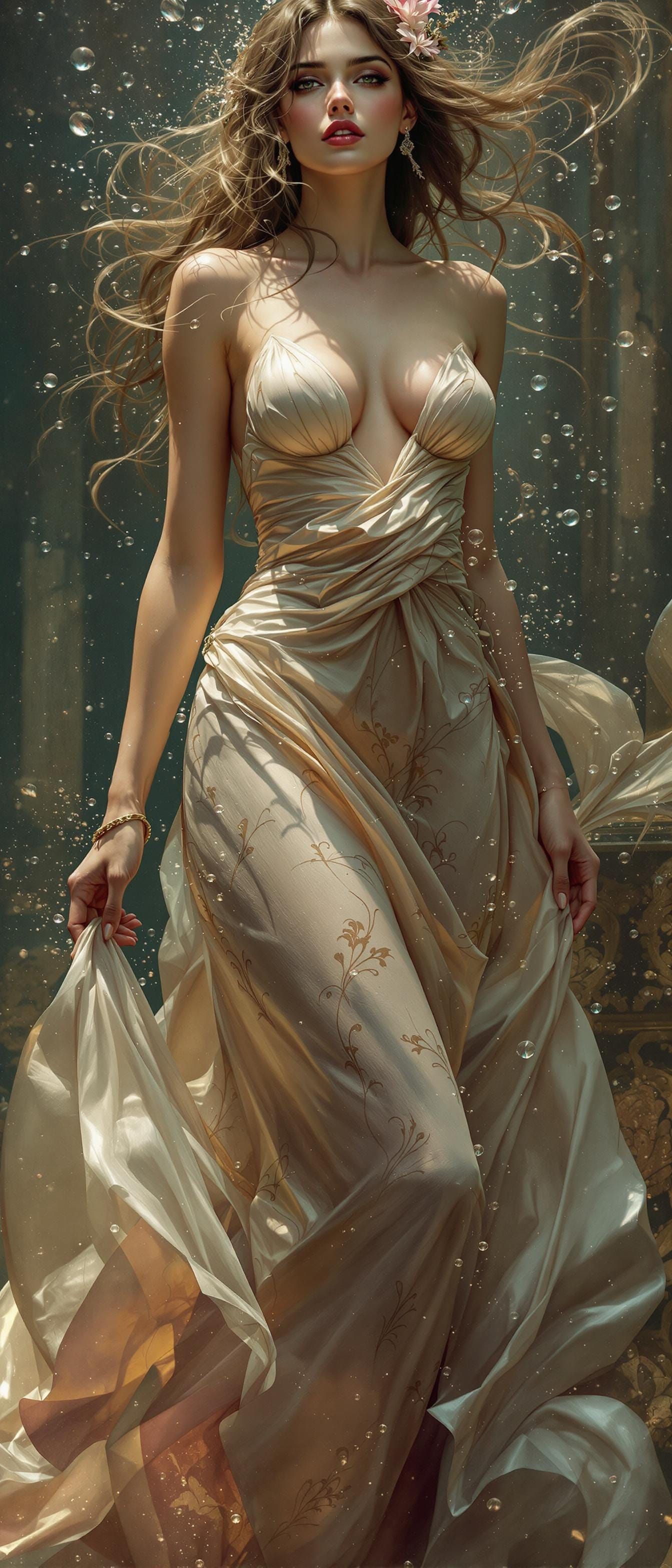 Ethereal Silk Goddess in Dark Fantasy