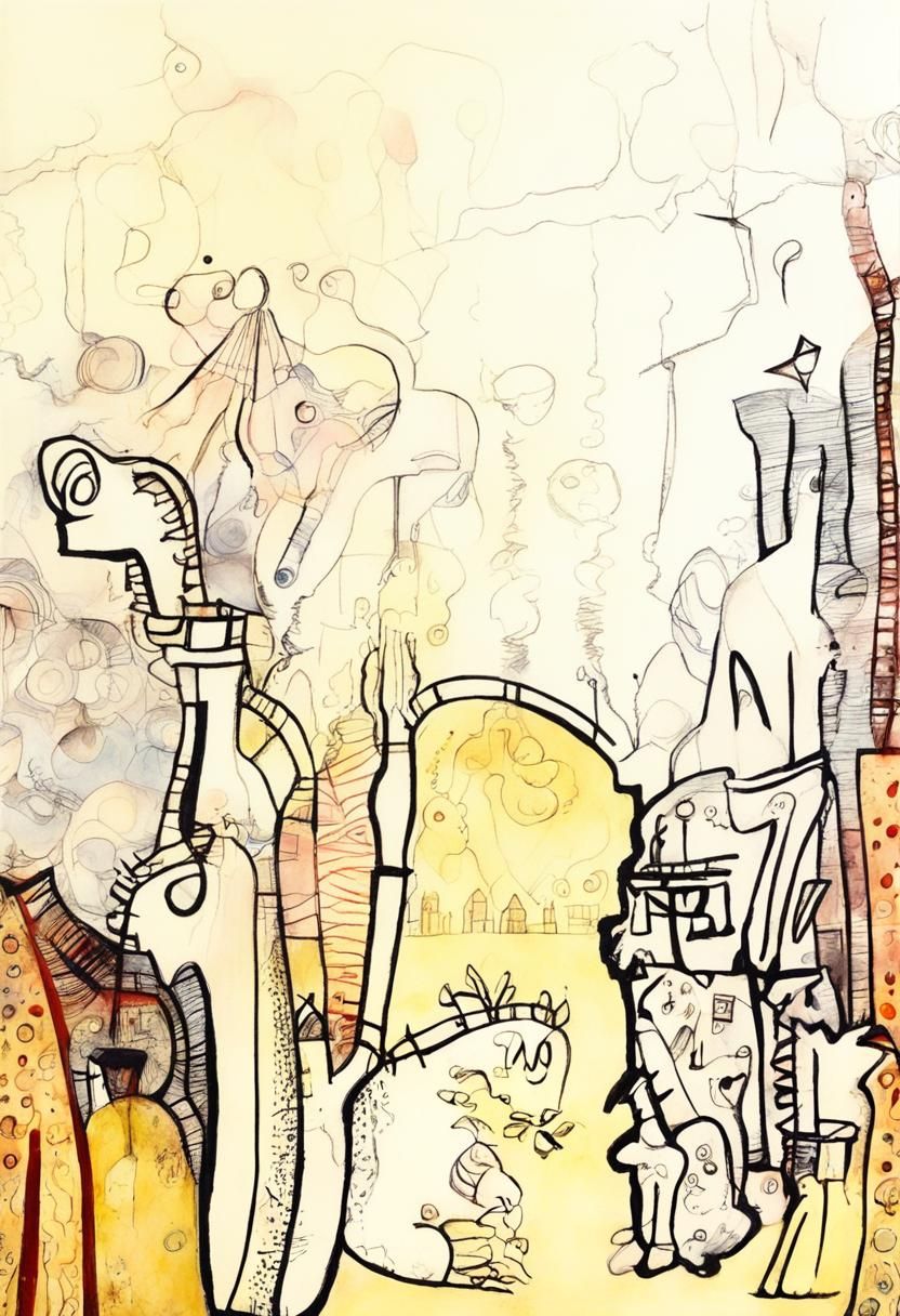 Abstract Abiogenesis Concept in Gouache Style