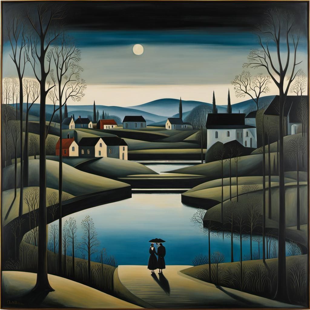 Ethereal Wet Landscape in Surrealist Style