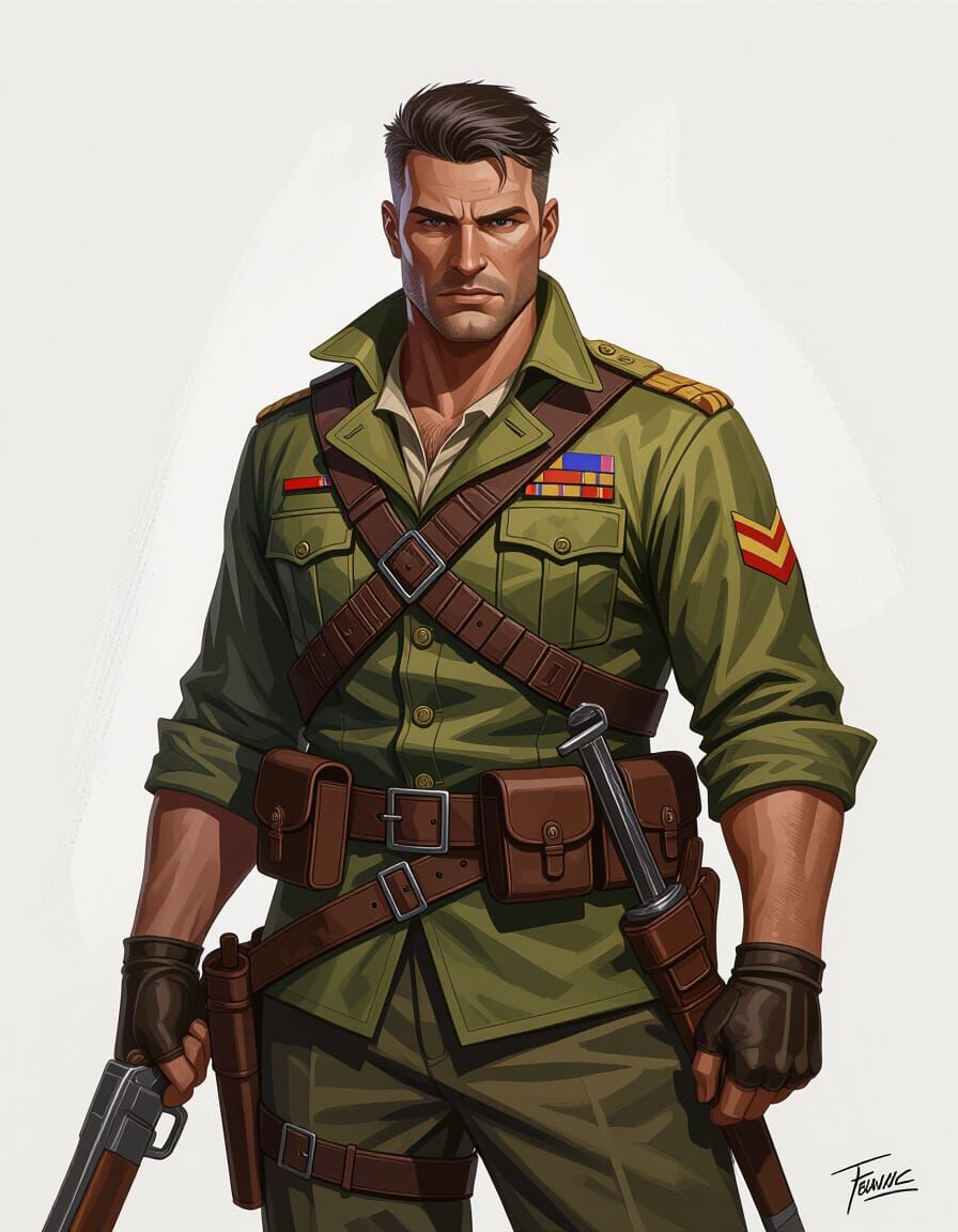 Tough Soldier Of Fortune In Detailed Fantasy Game Art