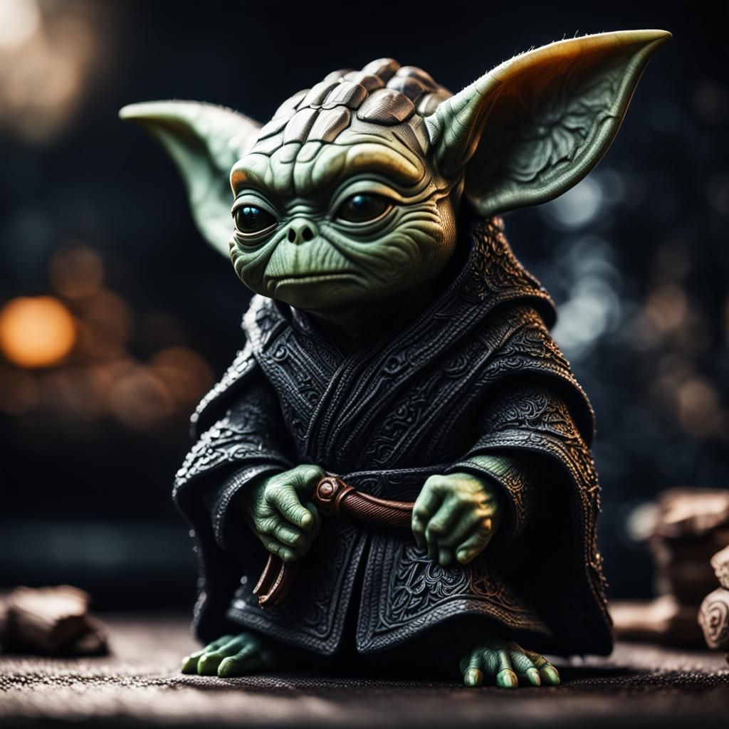 Hyperrealistic Darkside Grogu in Sharp Focus