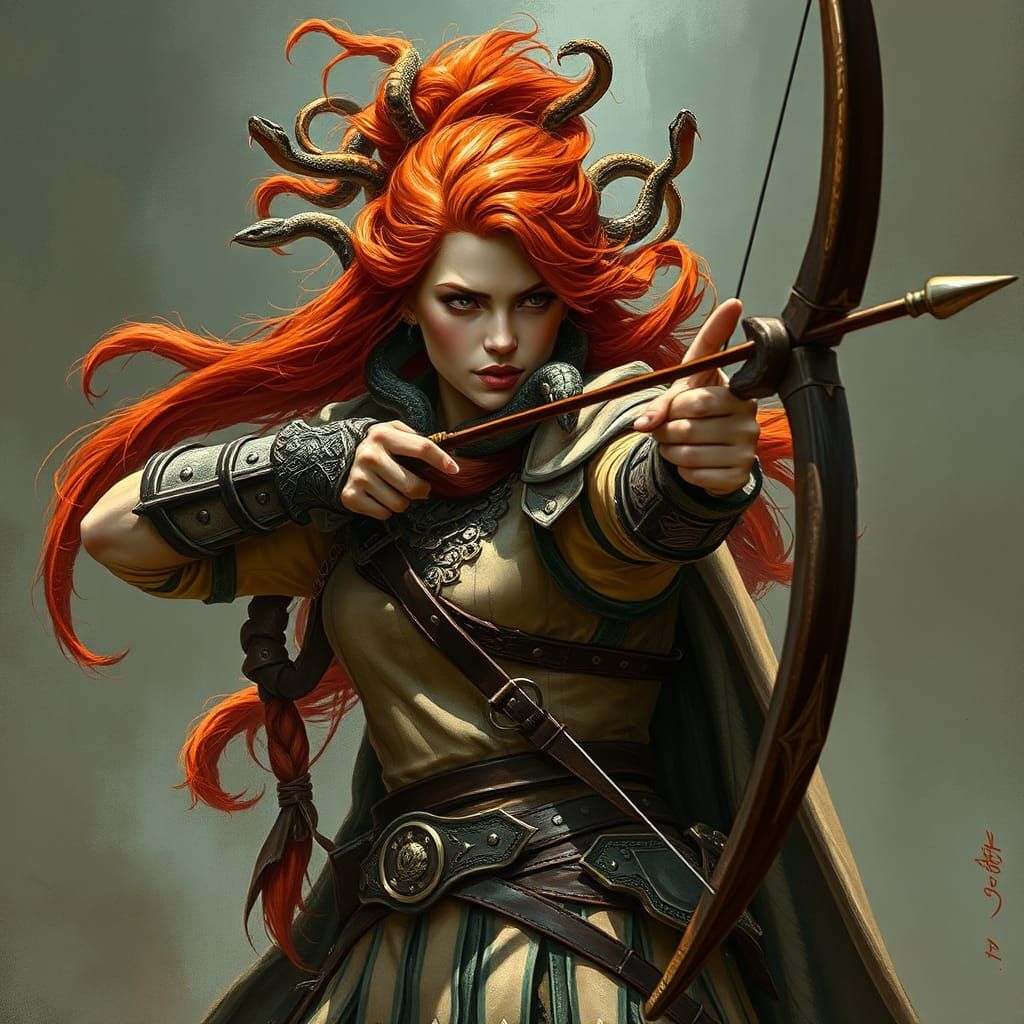 Medusa Warrior Queen with Serpent Hair