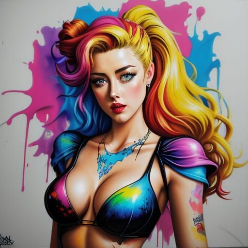 Pinup Princess in Vibrant Graffiti Art