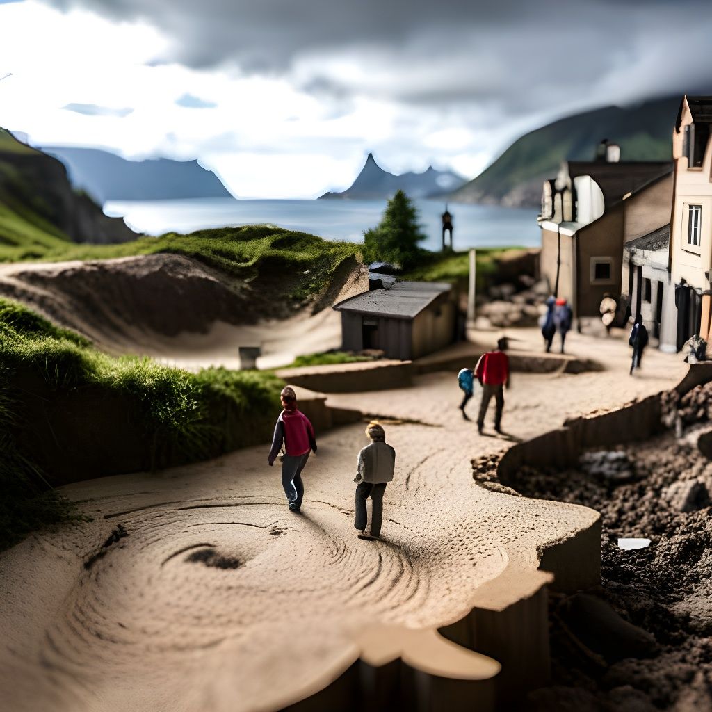 Miniature Beach Diorama on City Street