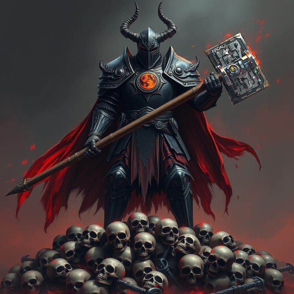 Hammerhead Shark with Blazing Skull