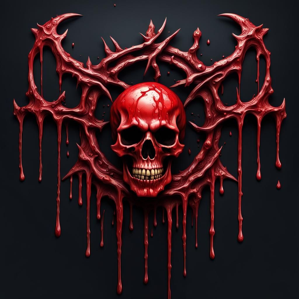 Brutal Death Metal Logo with Dripping Blood