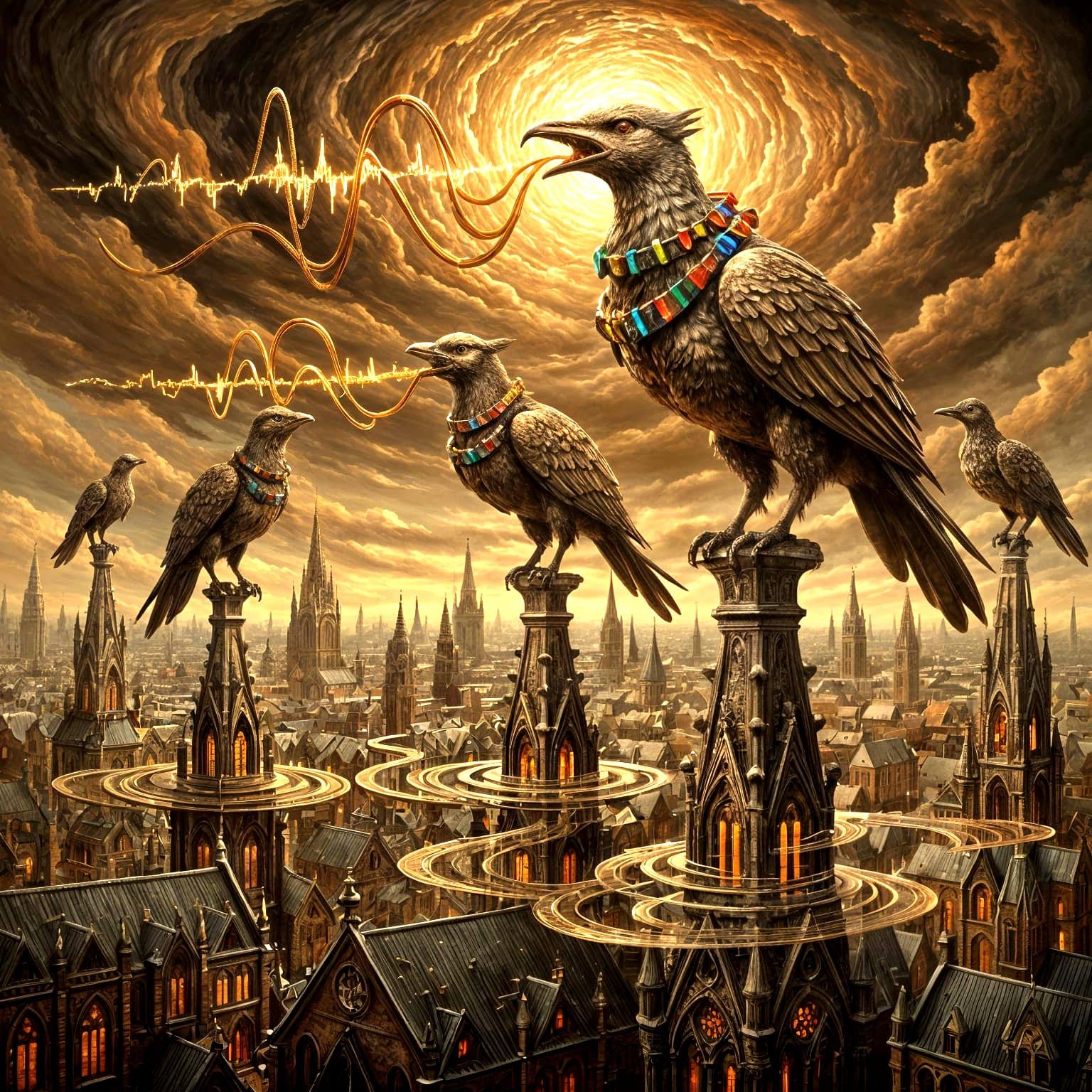 Mechanical Bird Choir Sings on Cathedral Spires