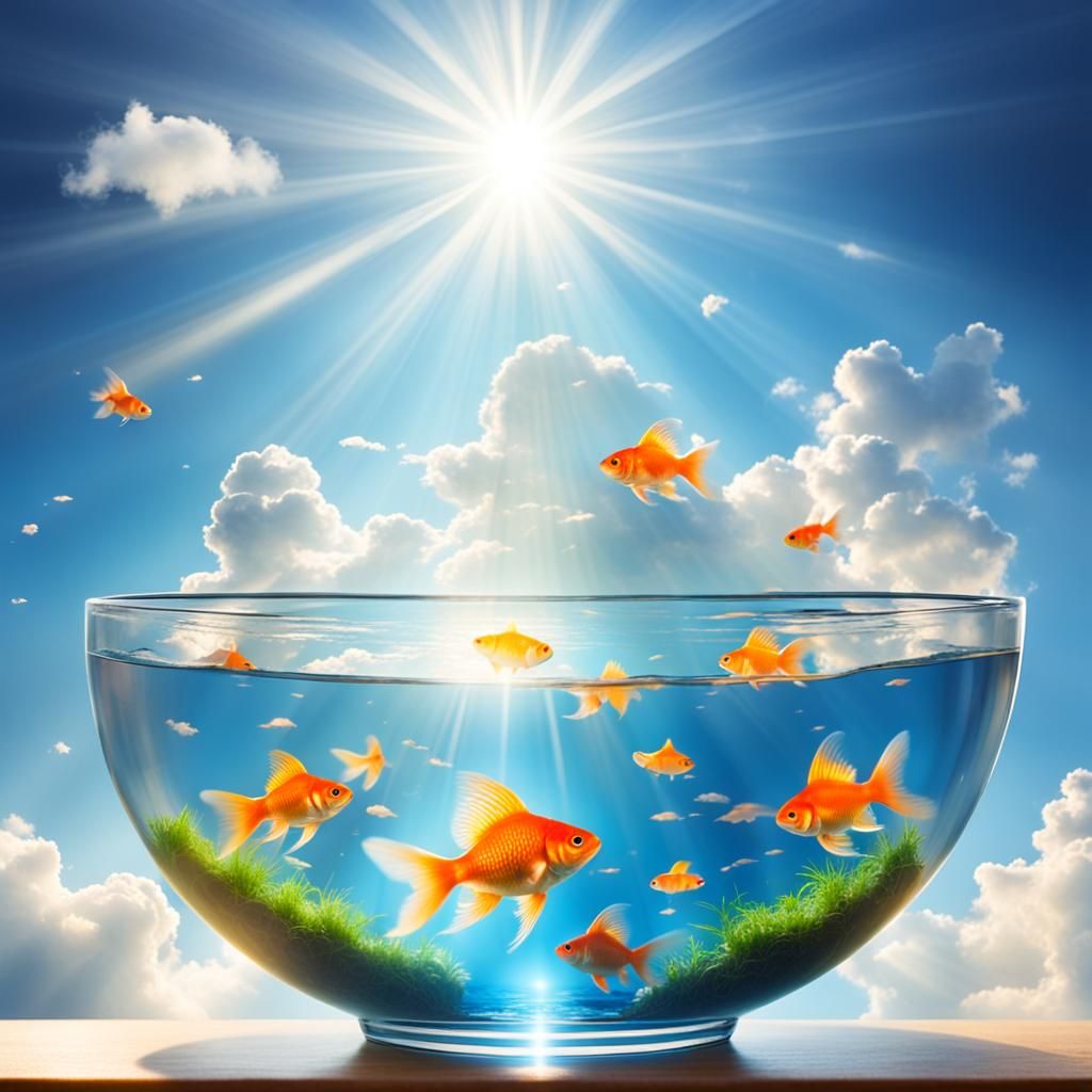 Goldfish in Bowl with Divine Light