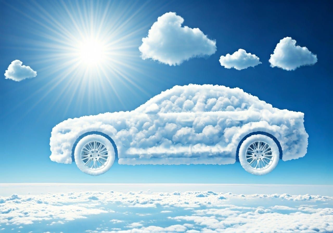 Cloud Car Suspended in Dreamy Sky
