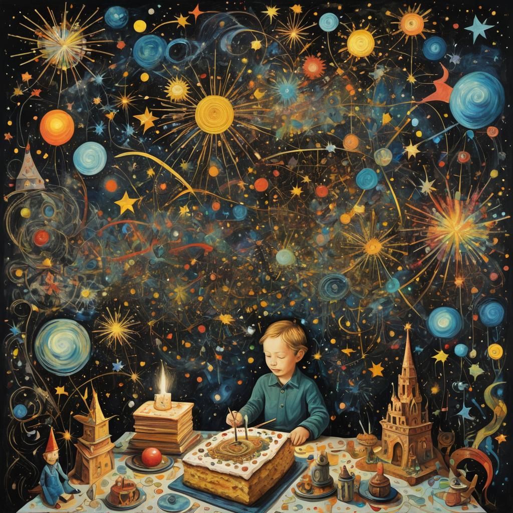 Surreal Universe Blending Bosch and Van Gogh Styles