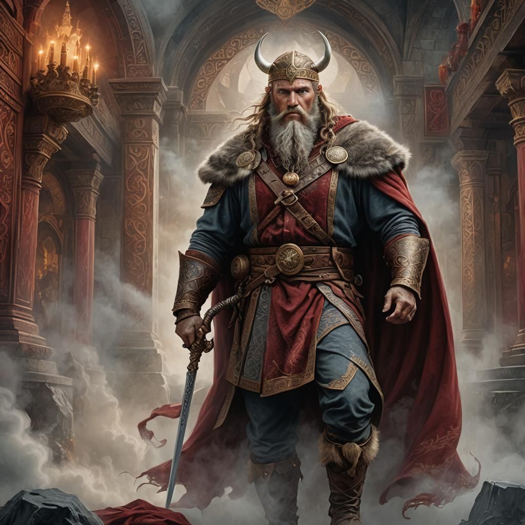 King in Ruby Palace: Charcoal Drawing