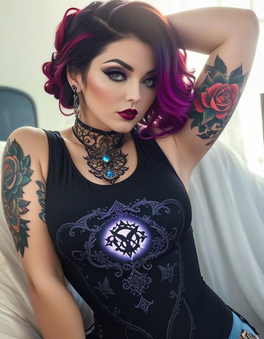 Gothic Pinup: Intricate Tattoo Art in Rococo-Horrorcore Styl...