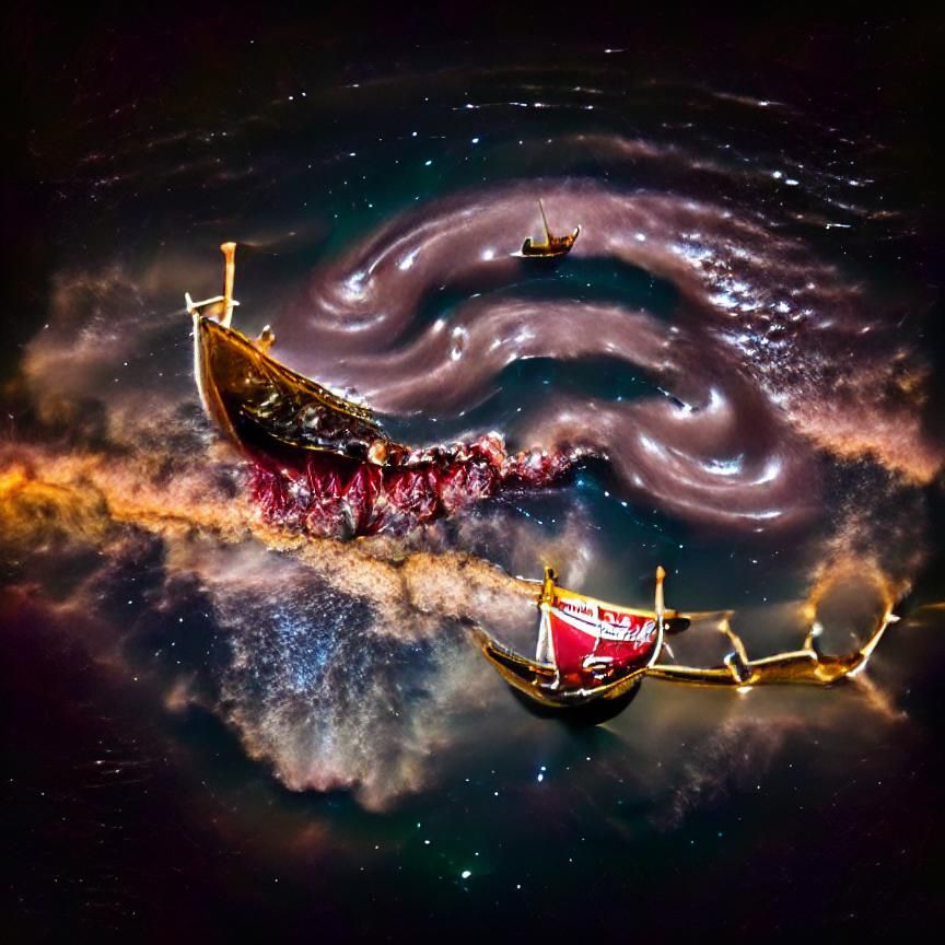 Viking Ship Sails the Milky Way