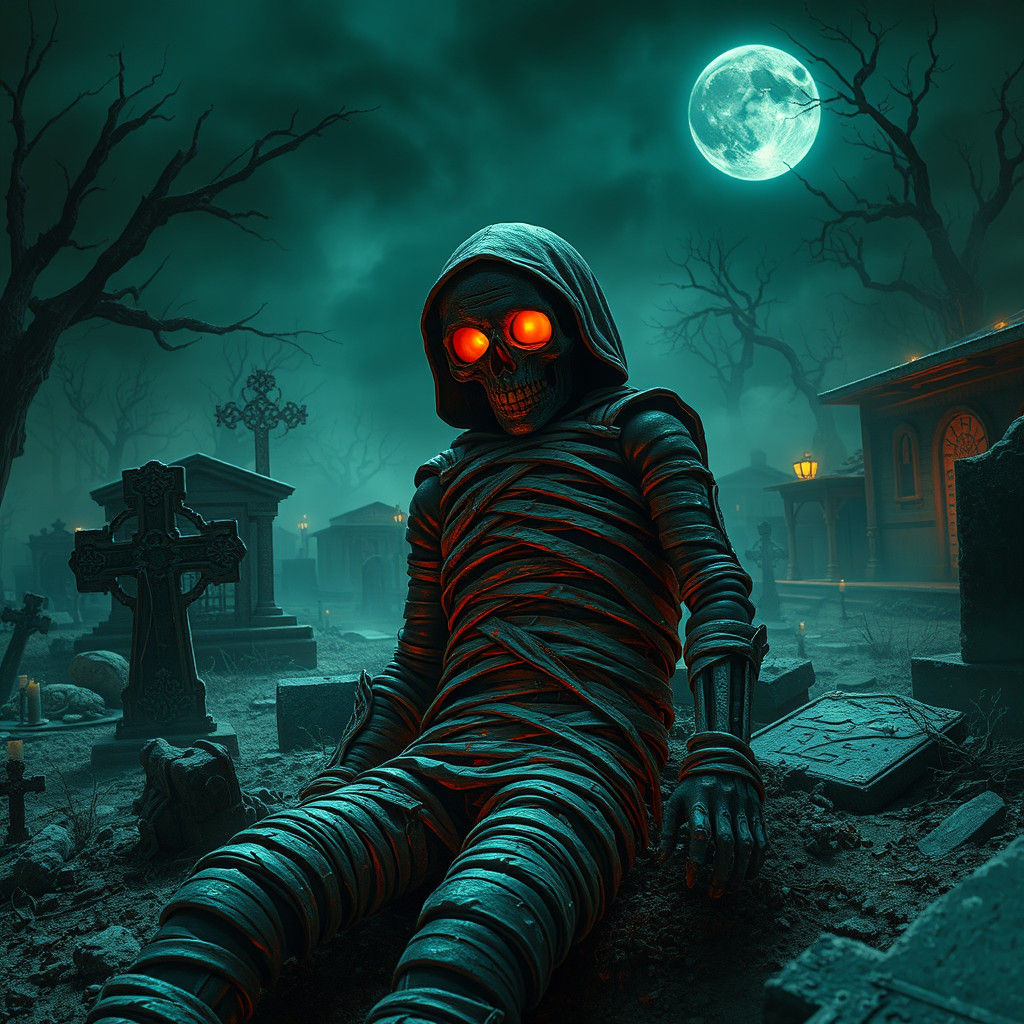 Haunted Old West Cemetery Mummy: Digital Matte Painting