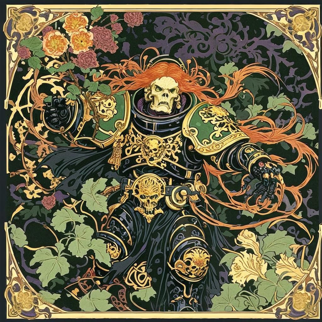 Slaaneshi Space Marine in Art Nouveau Style