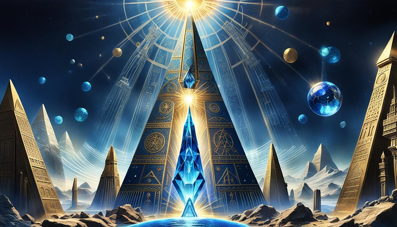 Atlantis Golden Age: Crystal Obelisk in Volumetric Light