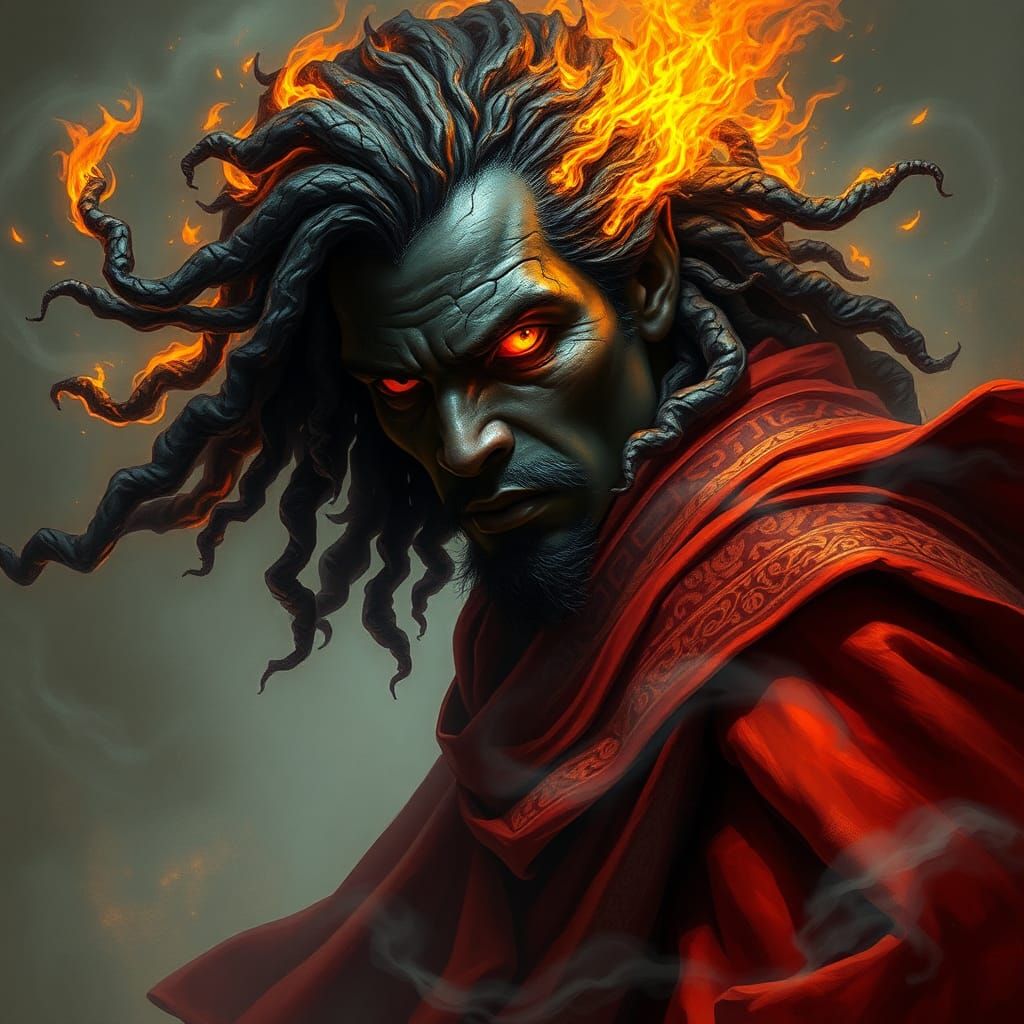 Ethereal Fire Genasi in a Biomechanical Style