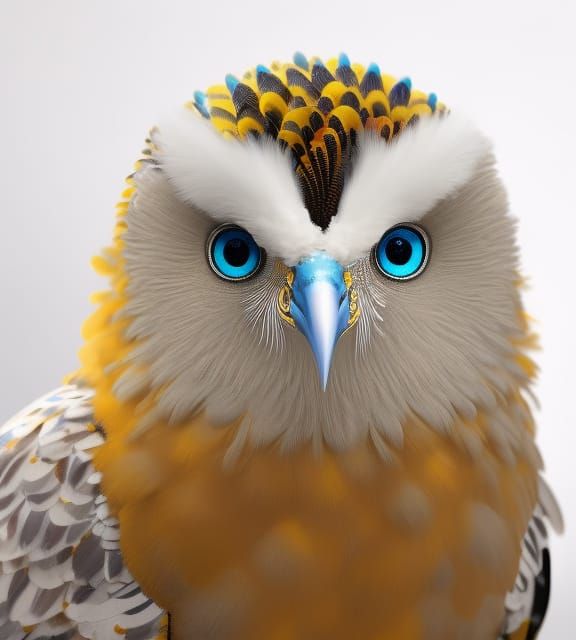 Detailed Owl with Blue Eyes as Digital Art