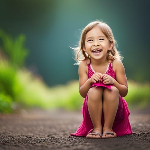 Laughing Hawaiian Girl in Professional Photography Style