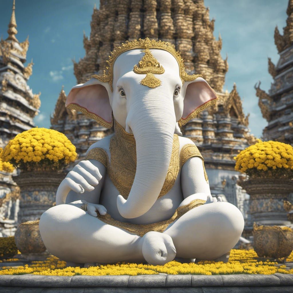 White Elephant at Wat Arun, Thailand in 3D