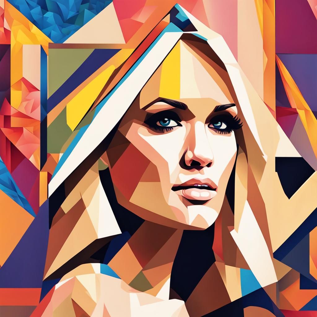 Carrie Underwood as Hippie in Cubist Art Deco Style