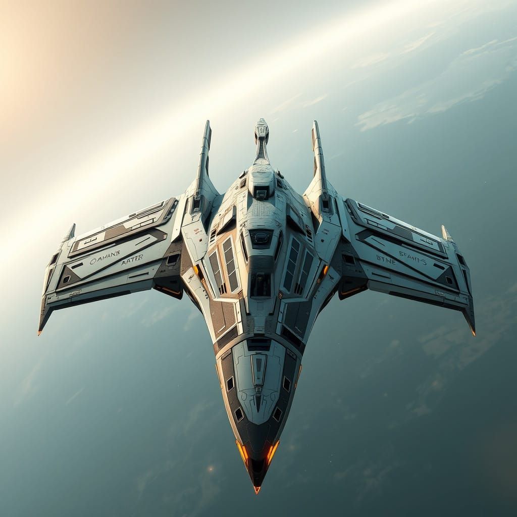 Ancient Futuristic Dystopian Spaceship in Cyberpunk Style