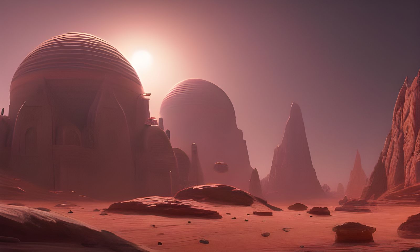 Martian Landscape Concept Art in Hyperdetailed Style