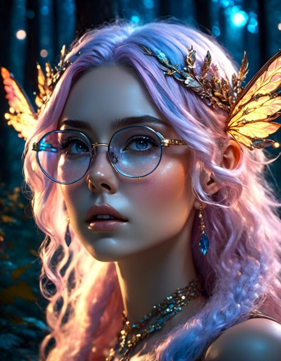 Animated 3D Fairy Portrait with Round Glasses