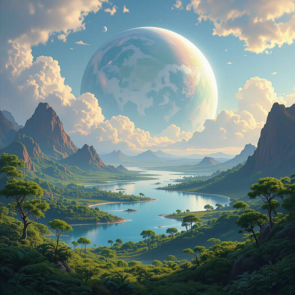 Harmonious Planet with Biosphere, Atmosphere, and Lithospher...