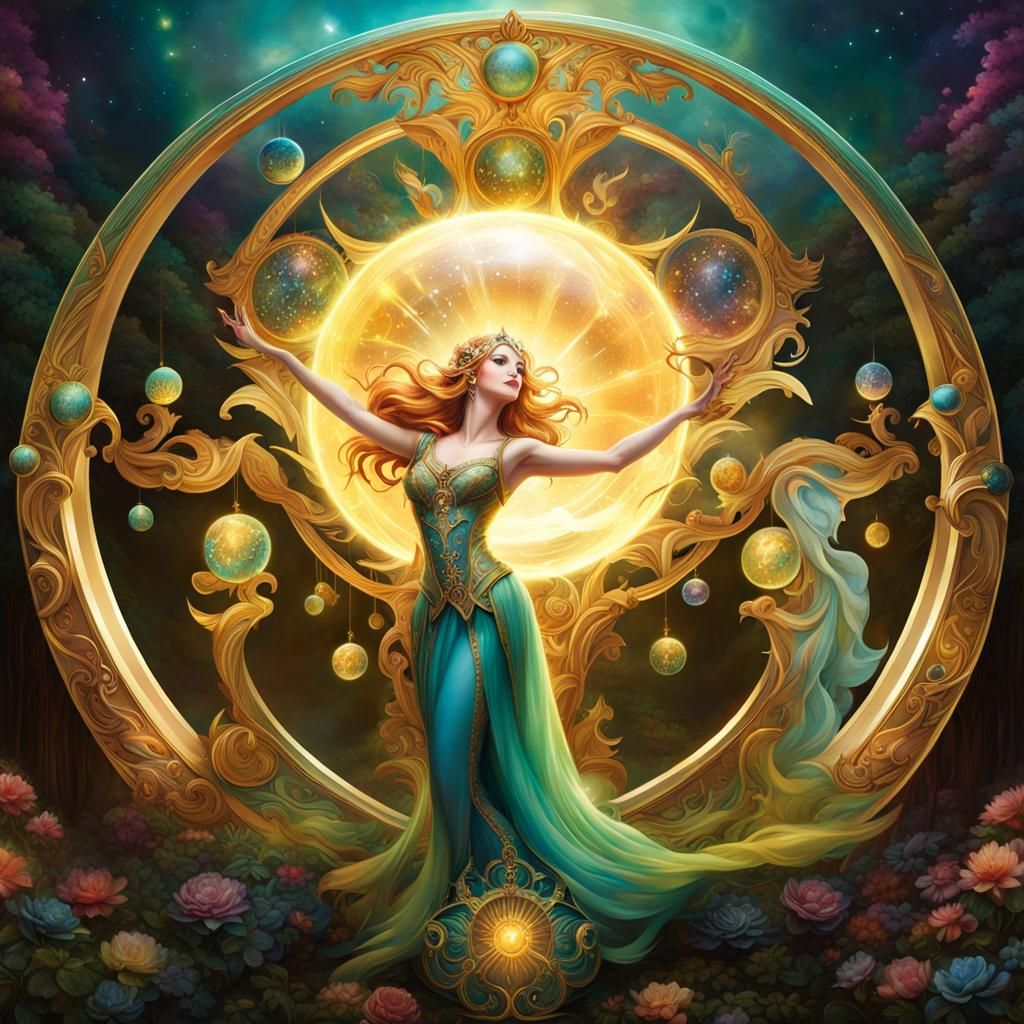 Opalescent Fairy Queen with Celestial Orbs